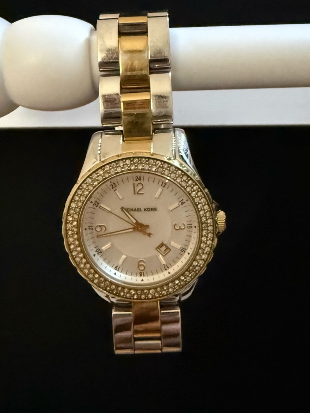 Michael Kors Two-Tone Gold and Silver Crystal Bezel Bracelet Watch
New Battery